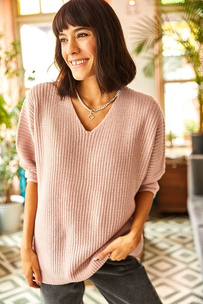 Olalook V-nyakú Thessaloniki Knit Oversize kötöttáru pulóver