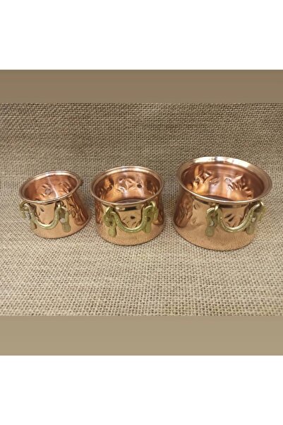 blk bakırcılık Bakır 3lü Mini Kazan Takımı.