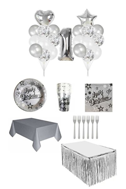 Dipak Silver Color 1 Year Old Birthday Set for 16 People