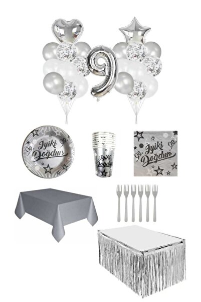 Dipak Silver Color 9 Year Old Birthday Set for 16 People