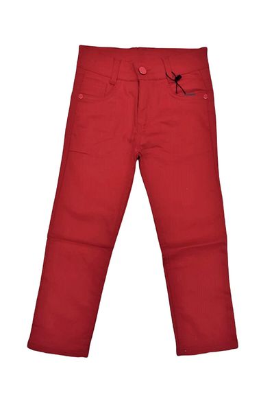 HİLAL BEBE Boy's Red Lycra Linen Pants