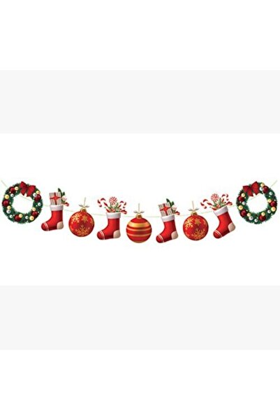 Deniz Party Store Yılbaşı Dekoratif Banner Çelenk Duvar Süsü ( Tek Tarafı Baskılıdır )