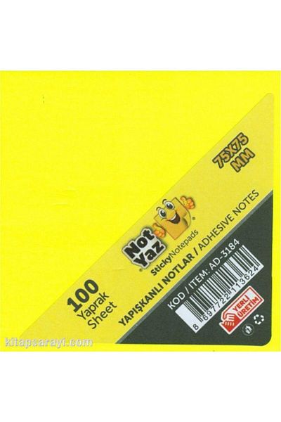 Paste Notes Notă Hârtie adezivă de vară 75x75 mm Galben Neon