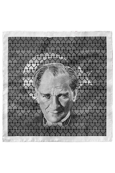 Modabutik Bandană neagră tematică Ataturk 50x50 Producție specială Dg7616-22