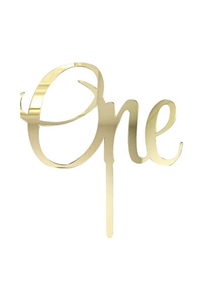 Genel Markalar 1 Yaş One Doğum Günü Pleksi Pasta Süsü Gold