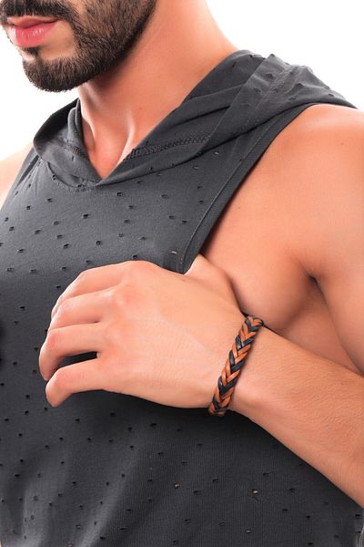 LABALABA MEN'S KNITTED LEATHER BRACELET