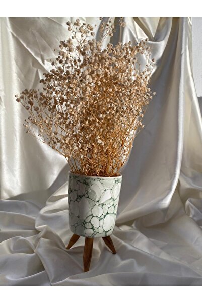 AFAM HEDİYELİK Açık Yeşil Mermer Desenli Seramik Ayaklı Bitki & Orkide Saksısı