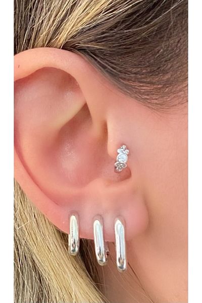 Markiz Takı Gray Piercing with Stones 8 Mm