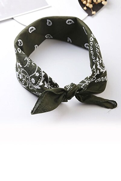 Shopiolog Unisex βαμβακερό χακί μπαντάνα με έθνικ σχέδιο