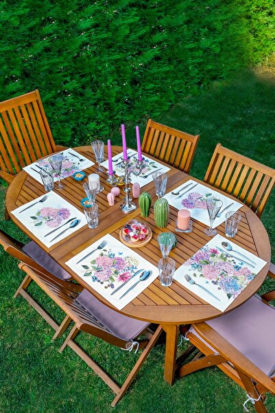 Realhomes طقم تقديم أمريكي بتصميم خاص على شكل زهرة الكوبية مكون من 6 قطع