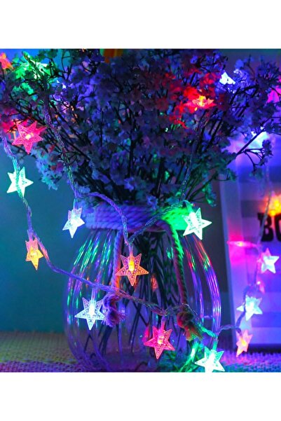 Schulzz 30 Led 4 M Renkli Güneş Enerjili Yıldız 8 Mod 6 Metre Bahçe Teras Balkon Ağaç Solar Aydınlatma