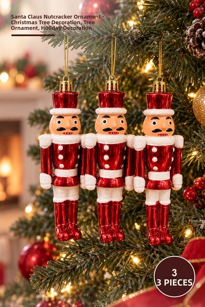 Yenilig Set of 3 Santa Claus Hanging Ornaments – Red Christmas Tree Decoratio...