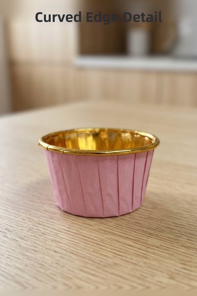 Snow Homs Muffin Cupcake Liners, Gold Foil Cupcake Liners, Curved-Edge Cupcake Liners, 50 Count