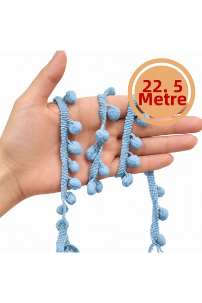 Renk İthalat Bandă cu pompoane, 22,5 metri, 1,1 cm, pentru decorarea marginil...