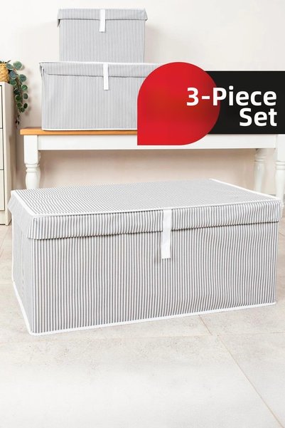 Tasarım 3-Piece Multi-Purpose Box with Lid Megaplus 70X40X30 cm Tela