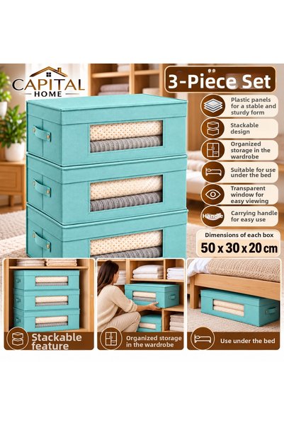 Capital Home 3-Piece Set: Multi-Purpose Organizer Bag + Storage Box with Clea...