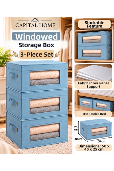 Capital Home 3-Piece Set: Multi-Purpose Organizer Bag + Storage Box with Clea...