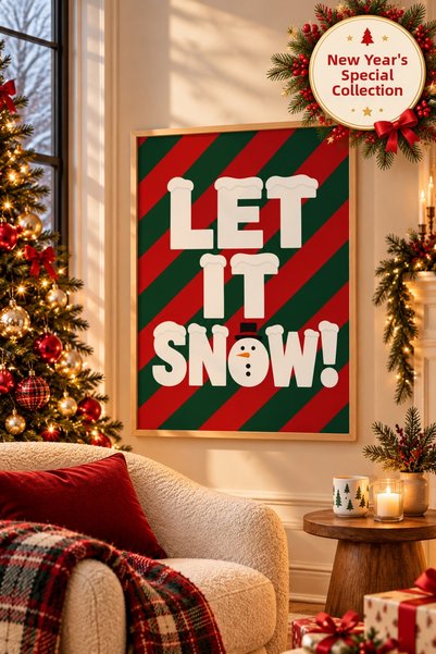 NT Handmade New Year's Painting with Frame: "Let It Snow" Snowman Design, Nat...