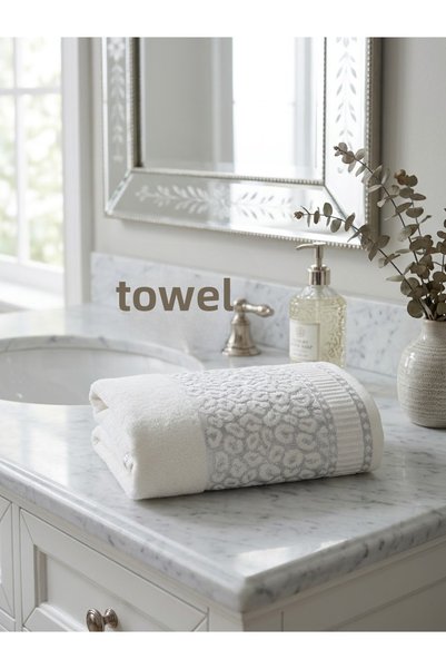New Cotton Home منشفة يد ووجه ورأس من القطن الطبيعي 100%، مقاس 50x90 سم، بنقش...