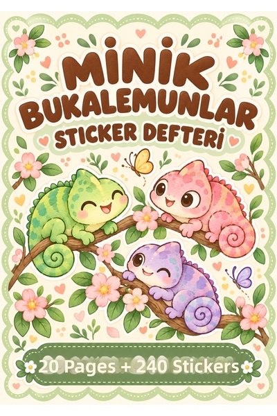 Rana İkra Art Caietul cu autocolante „Micuții cameleoni” (20 de pagini, 240 d...
