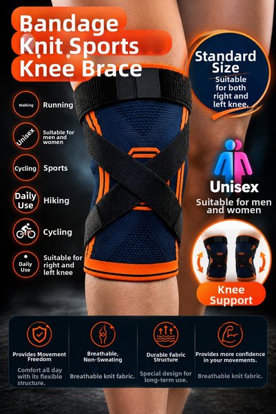 Veltomed Knit Sports Knee Brace with Straps – One Size Fits All, Unisex, with...