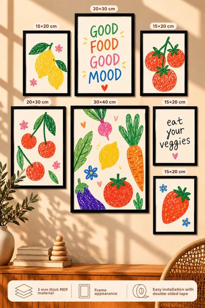 UNT 7-Piece Frame-Looking Modern Painting Set |   Retro & Pop Art |   Living ...