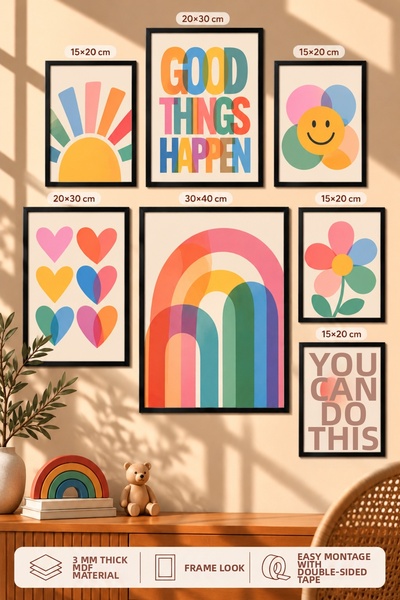 UNT 7-Piece Frame-Looking Modern Painting Set |   Retro & Pop Art - Children'...