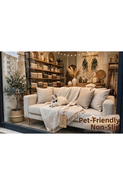 BIYIKLI PİYADE Pet-Friendly Cotton Sofa Cover 170x220 - Breathable, Non-Slip ...