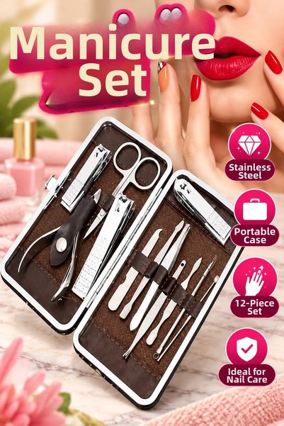 canrodi 12-Piece Bag-Style Manicure, Pedicure, and Nail Care Set: Nail Shapin...
