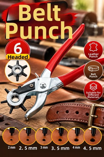 canrodi 6-Hole Belt Punch, Leather Punch, Stapler