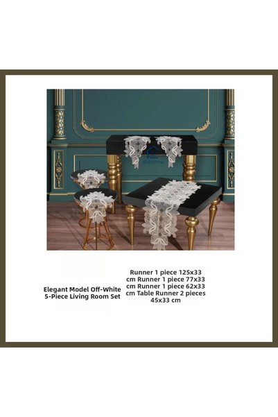northcity n Elegant Modal Lace Tablecloth and Table Runner Set—5-Piece Bridal...