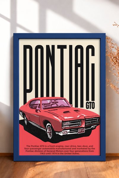 HOMEPACK Tablou înrămat cu cadru de mașină americană retro roșie, poster auto...