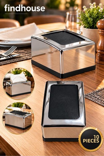 Bulika Premium Chrome-Plated Desktop Napkin Holder, Set of 10—For Home, Fast ...