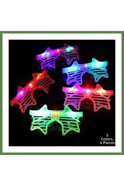Hobibahçem Light-Up Star-Shaped LED Party Glasses, 5 Colors, Set of 6 HB006