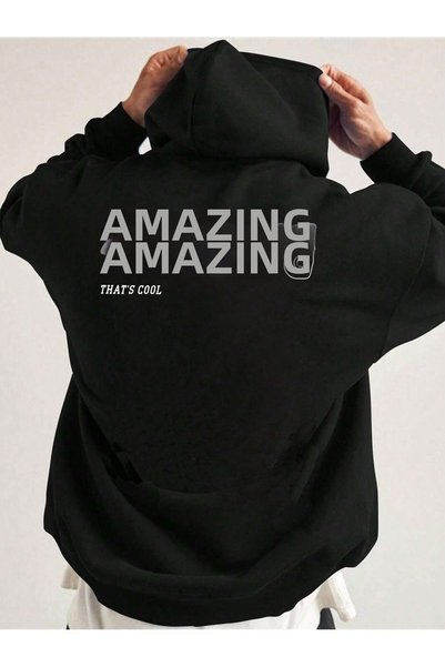LOTS MODA Unisex μαύρο ζέρσεϊ με τύπωμα