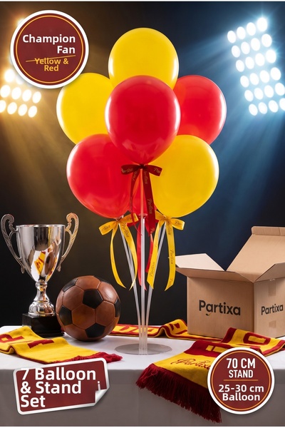 Partixa Champion Fan Balloon Stand Set: 70 cm Table Stand, 7 Latex Balloons (...