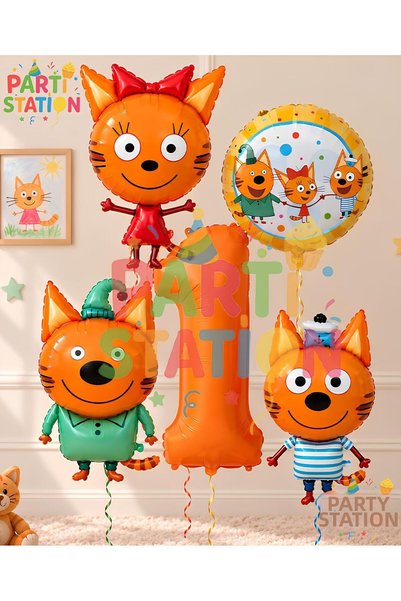 Parti Station Ki̇d-E-Cats Concept 1-Year-Old Foil Balloon Set, 5 Pieces, Kid ...
