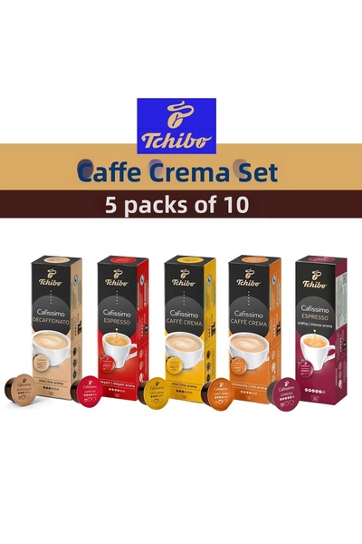 Tchibo Cafissimo Karma Capsule Coffee Set, 5 Varieties X 10 (50 Capsules)