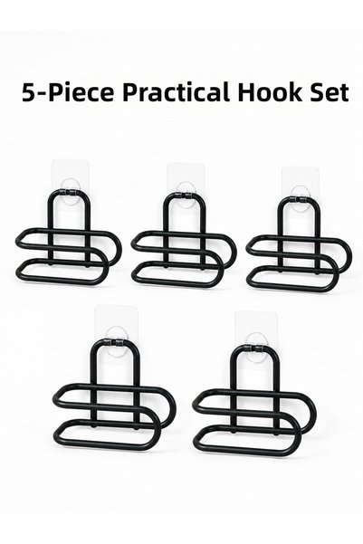ucuzteknom Black Metal Wc Paper Holder Adhesive Toilet Paper Roll Holder 5 Pi...
