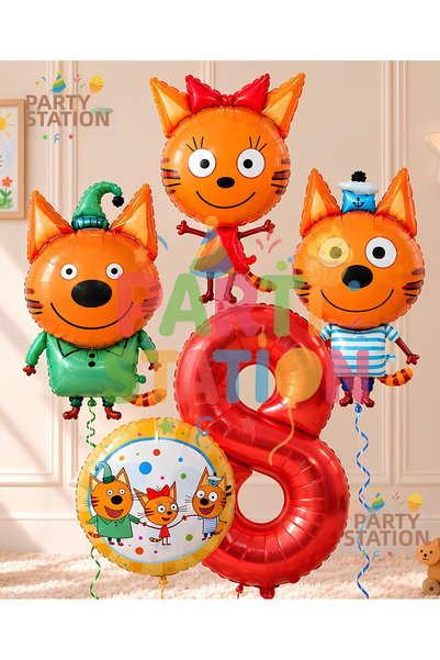 Parti Station Ki̇d-E-Cats Concept 8-Year-Old Foil Balloon Set, 5 Pieces, Kid ...