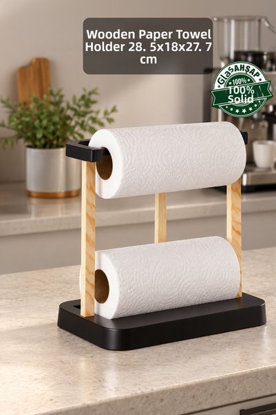 Meleni Home Wooden Refillable Paper Towel Holder - Decorative Napkin Holder K...