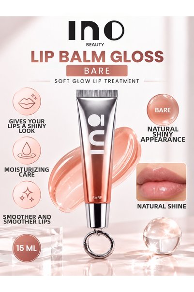 inobeauty Lip Balm Gloss Bare 15 ml - Moisturizing and Gloss-Enhancing Lip Ca...