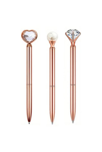 Choice8 Rose Gold 3PCS 3-9pcs Rose Golden Metal Ballpoint Pen Set, Pearl Quic...