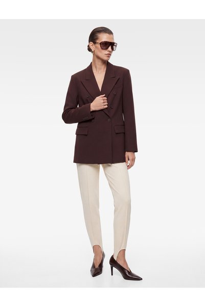 Koton Viscose Blended Pocketed Buttoned Long Sleeve Double Breasted Blazer Ja...