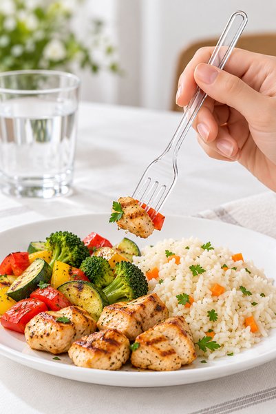 Özkan Ambalaj Temizlik 50Pcs Extra Thick Plastic Clear White Dinner Forks