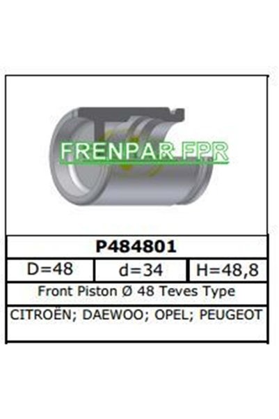 FPR Fren Kaliper Pistonu Kia Pride, Citroen, Daewoo, Opel, Peugeot
