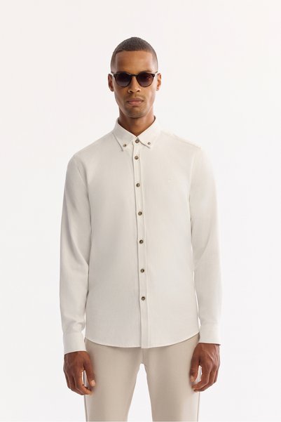 Avva Men's White Button down Collar Cotton Soft Touch Regular Fit Shirt B002036