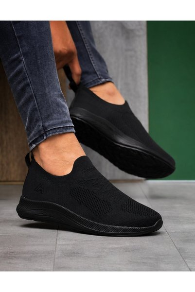 homiro Laceless Knit Sneaker-Black