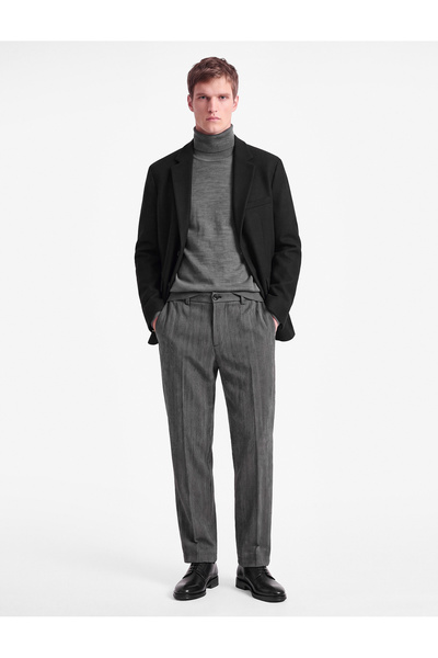 Koton Herringbone Patterned Classic Trousers with Pockets