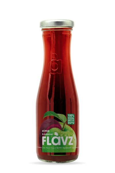 FLAVZ Sıkma Elma ve Pancar Suyu 250 ml Cam Şişe İlave Şeker İçermez